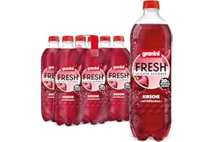‎GRANINI granini FRESH Kirsche (6 x 0,75l), Kirsch-Erfrischungsgetränk, mit Kohlensäure, echte Früchte, wenig Kalorien, ohne Süßungsmittel, vegan