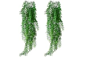 KingYH 2 Piezas Plantas Artificiales Colgantes Hiedra Hoja de Sauce Falsa Planta Colgante de Plastica Vid para Interior Exterior Boda Pared Jardín Valla Oficina Cestas Colgantes Decoración