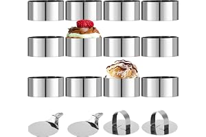 12-delat set med dessertringar och matringar, serveringsring i 8 cm rostfritt stål, utrustad med 2 bottenplattor och 2 lock
