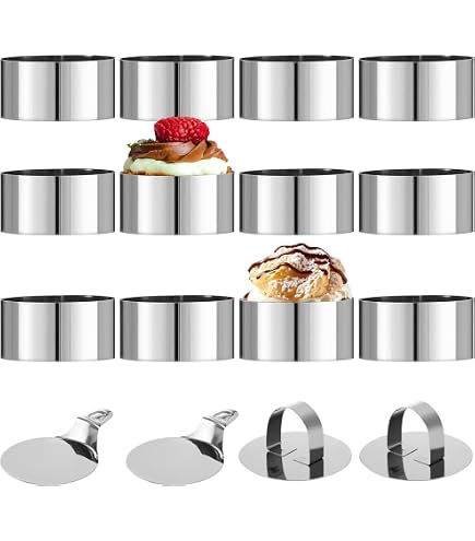 Anelli Per Hamburger In Acciaio Inox Charma Kaman - Set Da 12 Pezzi, Diametro 12 Cm, Altezza 4,5 Cm