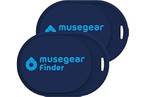 musegear Schlüsselfinder Mini mit Bluetooth App I Keyfinder laut für Handy in dunkelblau 2er Pack I Für iOS & Android I Schlüssel Finden