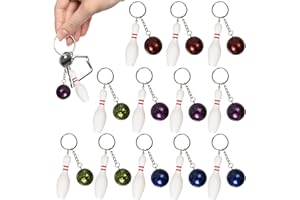 HOSSOM 12 Stück Mini Bowling Schlüsselanhänger, Bowlingnadel Mini Bowling Pin Mitgebsel Schlüsselbund, Mini-Bowling Pins Schlüsselhalter Keychain Schlüssel für Weihnachten, Adventskalender zum Befüllen