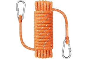 NorthPada 10 mm x 10 Meter Statisches Outdoor-Kletterseil, Nylon-Hochleistungsseil, Baumpfleger-Baumarbeitsseil, Marine-Anker-Boot-Seil, Abseil-Notfallseil, Schaukelseil Orange mit Haken