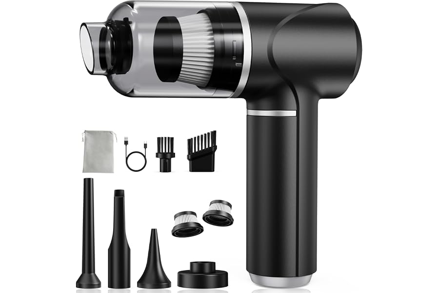 Piarhlie Aspiradora de Mano 30kPa Aspirador Coche sin Cable Potente | Mini Portátil Recargable con Motor sin Escobillas
