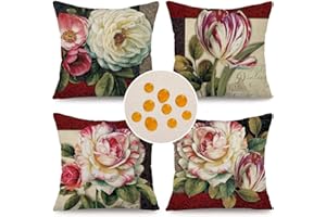 Cirzone Kissenbezug 45x45 4er Set Outdoor Kissen Wetterfest Leinen, Boho Deko für Deko Wohnzimmer, Garten, Balkon