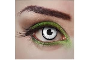 ‎ARICONA KONTAKTLINSEN aricona Kontaktlinsen LUNAR Farblinsen - weiße Kontaktlinsen mit schwarzem Rand ohne Stärke - deckende Kontaktlinsen mit 0,0 Dioptrien für Halloween und Kostüm-Partys