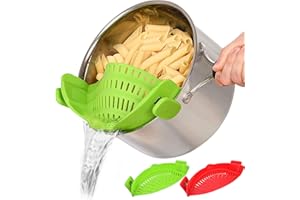 AIFUSI Zatrzaskowe sitko, 2 szt. silikonowe sitka do żywności, odporne na wysokie temperatury, klips na sitko, durszlak, gadżety kuchenne, ociekacz do makaronu, spaghetti, mielonej wołowiny, uniwersalne