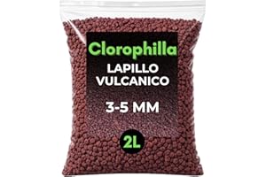 CLOROPHILLA Lapillo vulcanico per piante 3/5 mm, migliora drenaggio e composizione del substrato, Ideale per bonsai, piante Grasse e giardino - Made in Italy (2 LITRI)