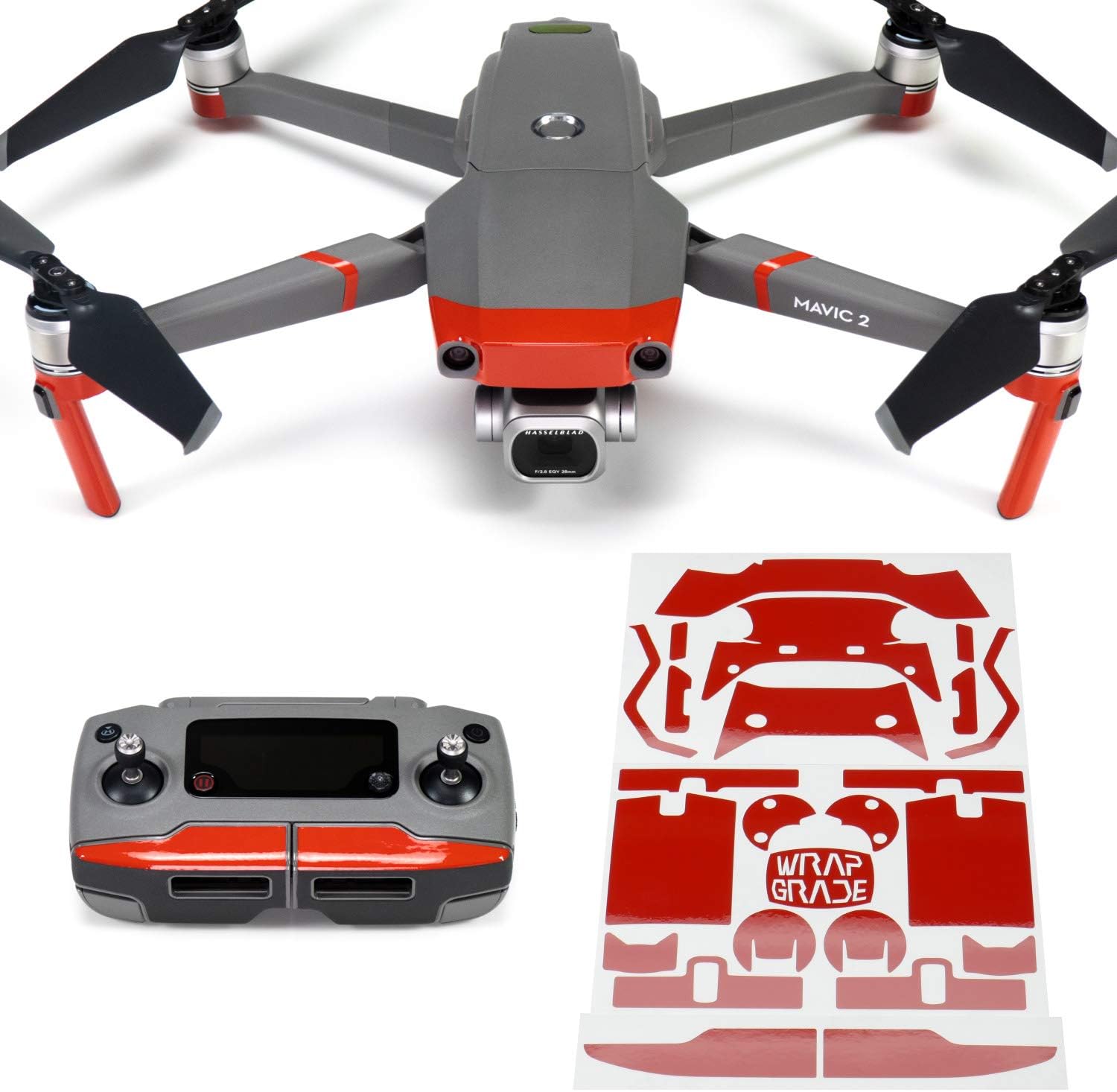WRAPGRADEl Color Acento Skin Compatible con dji Mavic 2 (Super Red)