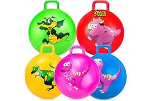 HYMAZ Space Hopper, 18 Inch Dinosaur Bouncy Balls for Kids Toddlers Age 3-8, Jumping Ball with Pump for Boys Girls Adults Exercise, Indoor and Outdoor Bouncing Game Activities (2 Pack Bouncy Hopper)