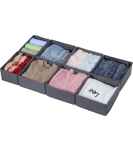 Yucch 4-delige set lade-organizers – geschikt voor IKEA PAX 50x58 cm, opvouwbare opbergdozen met versterkte bodem voor ondergoed, sokken en babykleding (grijs