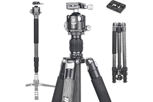 INNOREL RT75C Kohlefaser-Stativ 172cm 2-in-1 Dreibeinstativ Einbeinstativ Fachmann Schwerlast Kamerastativ Max Belastung 20kg Max Rohr 29mm mit Mittelsäule N44 Kugelkopf Stativtasche(RT75C+N44)