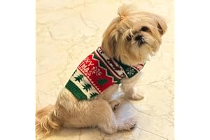 Lulala Christmas Dog Sweater - Soft, Warm & Cozy for Small Dogs & Cats (Green-12Inch)