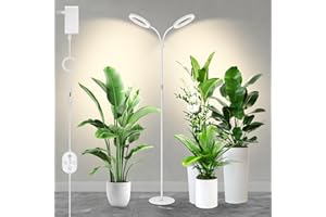 SENCHIKER Gran lámpara de cultivo 24 V para plantas de interior, espectro completo con 660 nm reforzado, LED LUMILEDS, 2×16 cm lámparas con temporizador y regulación, altura 56–178 cm, base 22 cm, 30 W