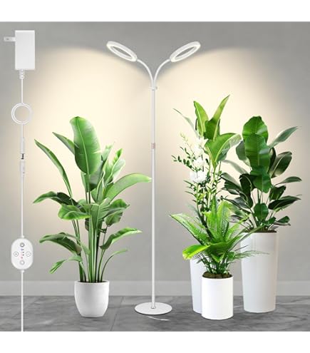 Qoolife Plantenlamp Led Volledig Spectrum, Kweeklamp voor Kamerplanten, In Hoogte Verstelbare Plantenlamp met Timer 3/9/12Hr, 3 Lichtmodi, 10 Helderheidsniveaus, Ideaal voor Kleine Planten