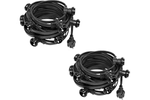 SKYLANTERN Guirlande Guinguette IP65 20m Noire Raccordable - Guirlande Lumineuse pour Ampoule E27 20 Douilles - Guirlande Guinguette Extérieure pour Terrasse Jardin Bar
