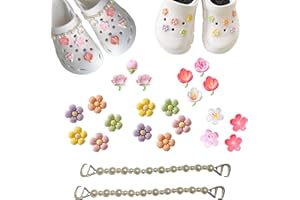 HAOXYO 23pcs Schuh Charms für Frauen,Süße Blumen Schuhschmuck Charms mit 2 Perlenkette,Freimantel DIY Reiz mit Knöpfen für Mädchen Clog Sandals Dekoration Geschenke