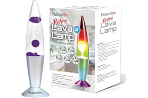 Powatron Lava Lamp 16" Retro Liquid Motion Lamp for Kids & Adults – Purple Wax Decorative Mood Lighting Night Light with Bulb & UK Mains Plug Soothing Motion Mood Lamp