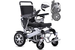 Broobey Tragbare elektrische Rollstühle für Erwachsene, leichter elektrischer Rollstuhl, Unterstützung 100kg, elektrisch motorisierter Klapp-Rollstuhl für Senioren, Silber