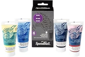 Speedball Set di 4 inchiostri per stampa a blocchi, nero/rosso/blu/giallo, 37 cc, per arte e artigianato, stampa, artisti, principianti, professionisti, adulti, bambini più grandi, idea regalo
