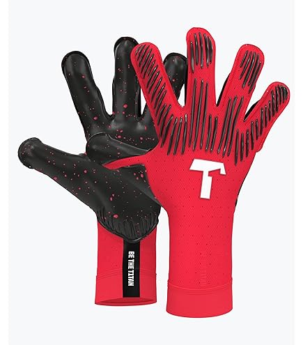 T1TAN Alien Gravity Red 2.0 Keepershandschoenen voor volwassenen, uniseks, voetbalhandschoenen, gemengde snit, 4 mm professionele grip, maat 11