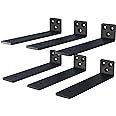 NEODROP 6 Inch Floating Shelf Brackets, Heavy Duty Hidden Bracket for Wall, Mantel, Bookshelves, Black Powder Coated Steel, 6-Pack