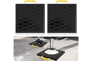 Drydiet 2 Pcs Rv Jack Blocks Pads Stabilizing Outrigger Pads Rv Leveling Stackable Waterproof Handle for Tow, Service Truck, Trailer, Crane, Wrecker Landing Gear, Black (12 x 12 x 1 Inches)