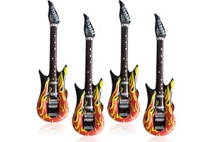 LEOEASIY 4 Piezas Guitarra Inflable Llama, Guitarra Llama Hinchable, Inflable Air Guitar Inflable Guitarra, Guitarras de Aire, Rock Accesorios de Guitarra Inflables para Fiestas Temáticas y Carnavales (90cm)