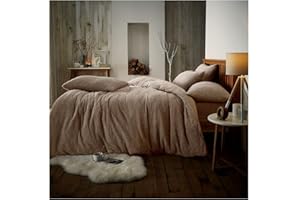 GC GAVENO CAVAILIA Teddy Bear Fleece Double Bedding Set | Soft & Cosy Thermal Warm Fluffy Double Duvet Sets With 2 Piece Pillowcases| Mink | 200 Cm x 200 Cm