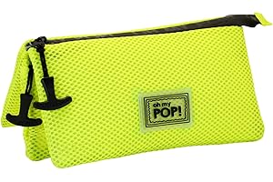 Oh My Pop! Yellow Neon-Mesh Triple Pencil Case, Yellow