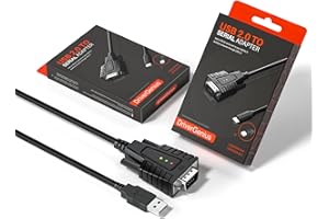 DriverGenius SerialEdgeX Série | Convertisseur USB vers RS232 Série (DB9) avec 3 x LEDs de Surveillance - Compatible avec Windows 11 et macOS 15【USB232A-B-A, 2 Pièces/Paquet】