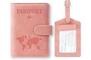 GADITIEK Porta Passaporto e Etichetta Valigia Aereo, Pelle Pu Custodia Passaporto Italiano con Blocco RFID, Portapassassaporto Cover per Carte Di Credito, D'Identità e Documenti Di Viaggio (rosa)
