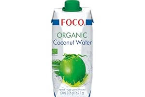 ‎FOCO FOCO Bio Kokoswasser, pur, erfrischender Durstlöscher, Sportgetränk, kalorienarm, von Natur aus vegan, 100 % Kokosnusswasser - 6 x 500 ml