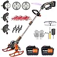 WeGofly Cordless Grass Trimmer, with (21V 2x Battery & Charger), 4-in-1 Electric Strimmer/Garden strimmer/Brush Cutter and lawn edger, with 2 x Saw Blades, 3 x Metal Blades, 30x Grass Cutting line