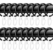 BetterJonny 30 Anelli Per Tende Con Clip, Metallo Diametro 38 Mm – Ganci Robusti Per Tenda Doccia, Finestre E Decorazioni, Colore Nero