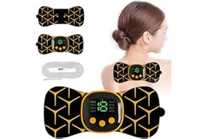 HONGXIAN TENS Gerät Zervikales Massagegerät, Nackenmassagegerät Schulter Rücken, 8 Modi und 19 Massageintensitäten, Tragbares Mini USB Elektro Massagegerät, Zur Schmerzlinderung im Rücken/Schulter/Nacken
