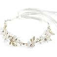 Blumenstirnband Brautkränzchen Mit Perlen & Strass - Elastisch Für Hochzeit & Feiern