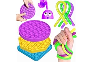 RockBerry Pop It Fidget Toy-3 Pop Its Pack with 3 Stretchy Strings, Popit, Stress Relief Poppet Fidget Toy for Kids, Poppit Game for Children, Special Needs fidget popper Toy for boys and gils