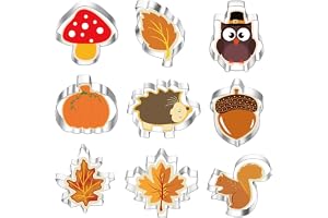 NOPVUFA Set om 9 höst kakformar rostfritt stål kakskärare för Thanksgiving, kakskärare med pumpa lönnblad ekorre igelkott eko