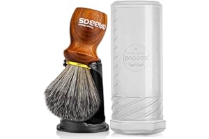 Anbbas 3in1 Shaving Brush Set Synthetic Badger Hair with Black Holder Stand Travel Case, Rare Blood Ebony Handle Foam Brush Shaving Kit for Men Wet Shave