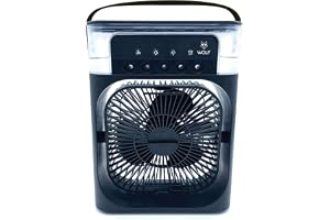 Wolf VAPair Chilla | 10 W bärbar dimmfläkt med vattenspraymist | Luftkylare | 5 dimlägen | 600 ml vattentank och LED-lampor | tysta, USB-C-drivna vattenkylande fläktar för camping och fiske