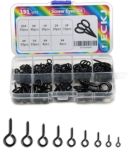 150 Stück Schraubhaken Schwarz - Cup Haken In 6 Größen Für Küche & Garten