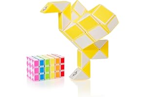 CUBIDI® Mini Serpenti Magici Puzzle – Gadget Regalo di Compleanno bambini, Regalini Festa Bambini – Serpente Giocattolo, Gioco Rompicapo Bambini e Adulti, Magic Snake - 36 Blocchi (Giallo)