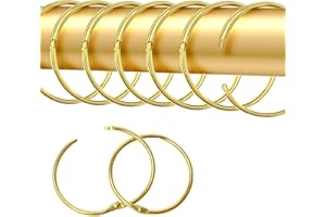 UTEFIF 20 Anelli per Tende, 50 mm, Tondi, Clip in Metallo (Oro)
