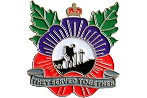 GENERIC They Served Together enamel pin badge Purple and Red Poppy, Soldier with dog