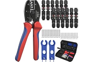 Dalephoric Crimpadora MC4 Solar para Cables PV de 2,5/4/6 mm², Herramienta de Crimpado Solar con Alicates de Crimpado, 12 Pares de Conectores Fotovoltaicos y 2 llaves, para Cables de Paneles Solares