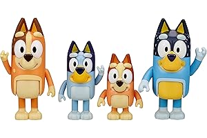 Bluey and Family: Bingo, Bandit and Chilli 4 Figure pack Articulated Character Action Figures 2.5 inches Official Collectable Toy