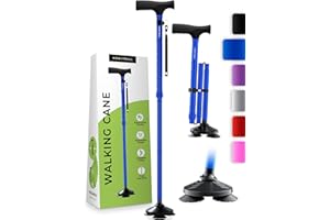 HoneyBull Canne de Marche Tripode en Aluminium pour Hommes et Femmes Pliable Réglable Robuste Tout Terrain Anti Dérapant, Aide à la Mobilité Personnes âgées