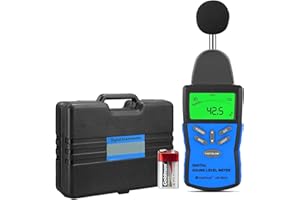 HoldPeak Sonomètre Decibelmetre 882A (30-130 dBA/dBC) avec Rétroéclairage LCD, Maintien Maximum, Réglage de la Sensibilité et Commutateur, pile 9V Incluse