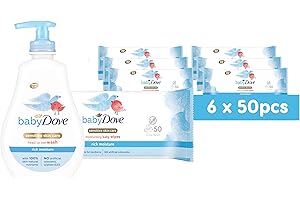 Baby Dove Rich Moisture Baby Wash and Wipes Bundle : Tear-Free Head to Toe Wash (400ml) 6x Baby Dove Rich Moisture Wipes for Soft Skin & Hair